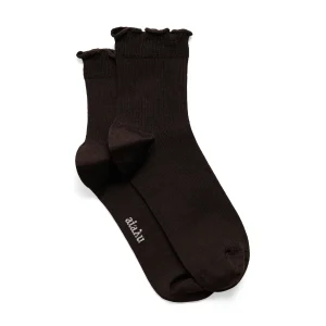 Cotton Frill Sock, Chocolate